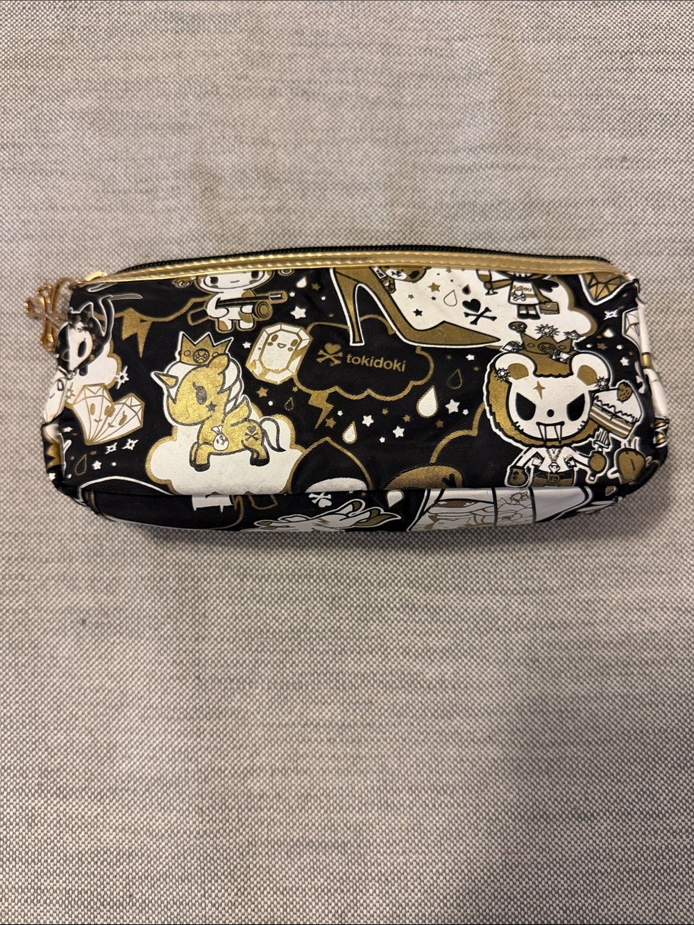 tokidoki Black, White & Gold Printed Small Pets Accessory Pouch